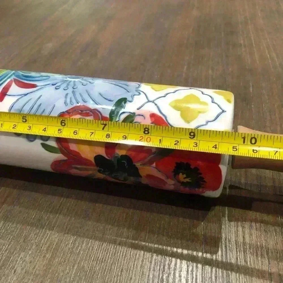 Beautiful Hand Painted Ceramic 9” Rolling Pin - Picture 3 of 5